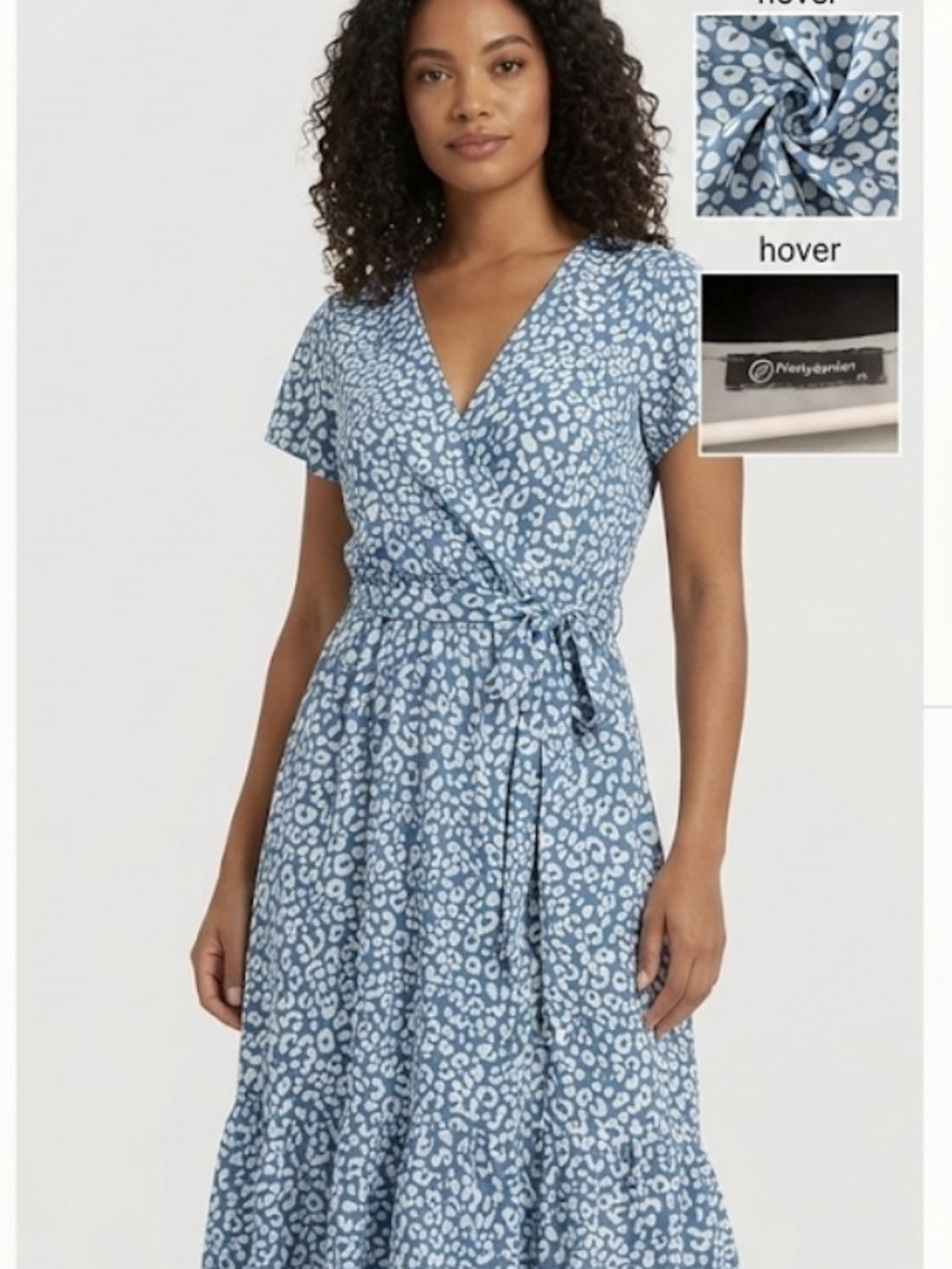 Wrap-Style Blue Leopard Print Dress